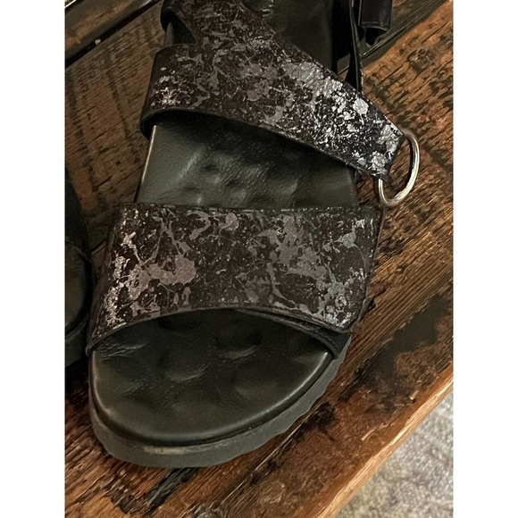 Walking Cradle Huntley Sandals Black Metallic Drops Leather Nubuck, Size… - Picture 8 of 16